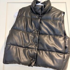 Zara puffy leather vest